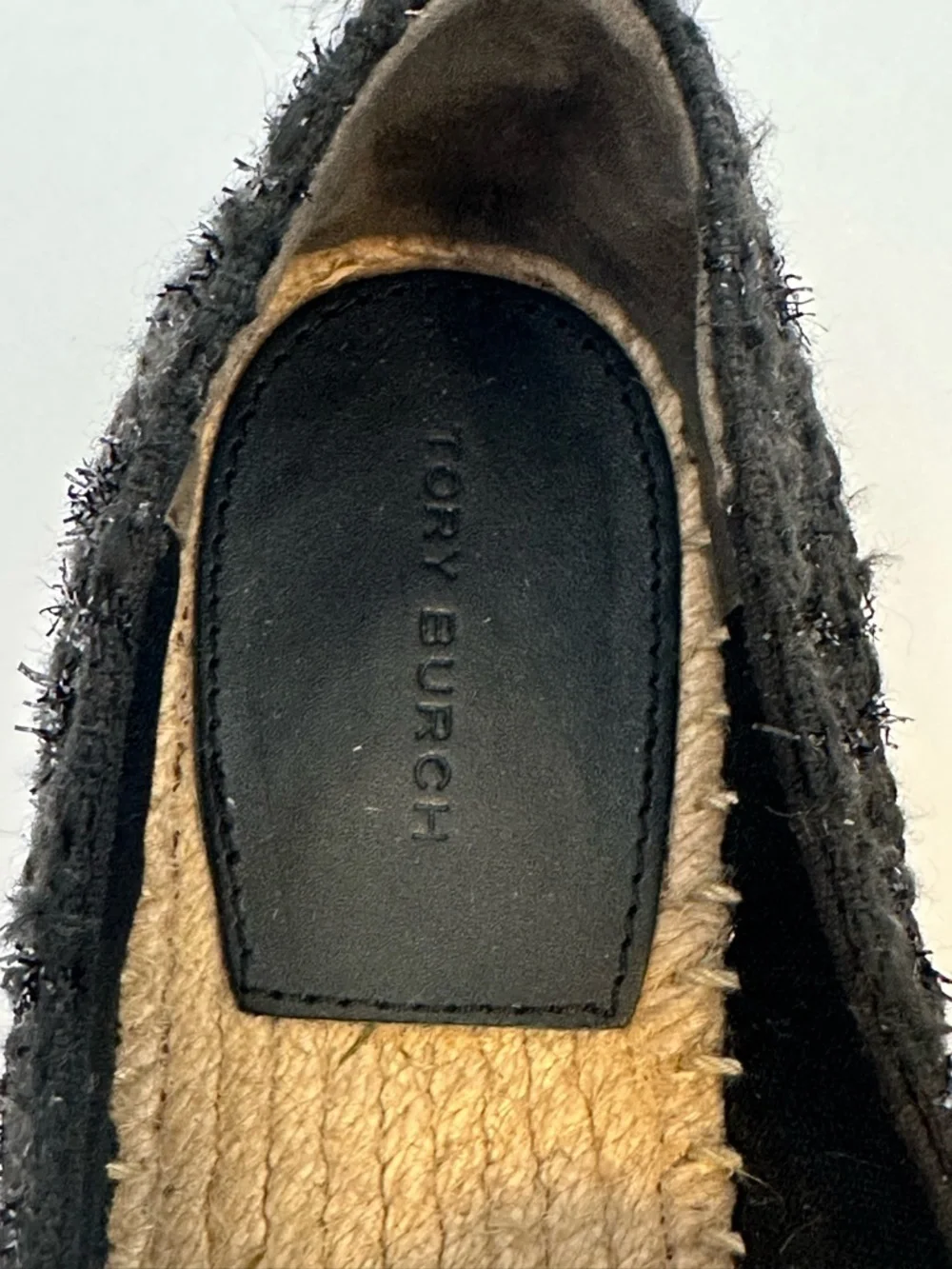 Tory Burch Black Pearl-Embellished Espadrille Flats Size 6.5